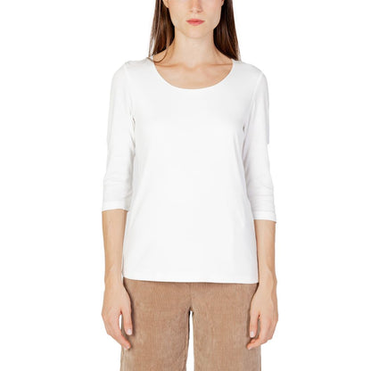 Maglietta a maniche lunghe in cotone color crema Street One