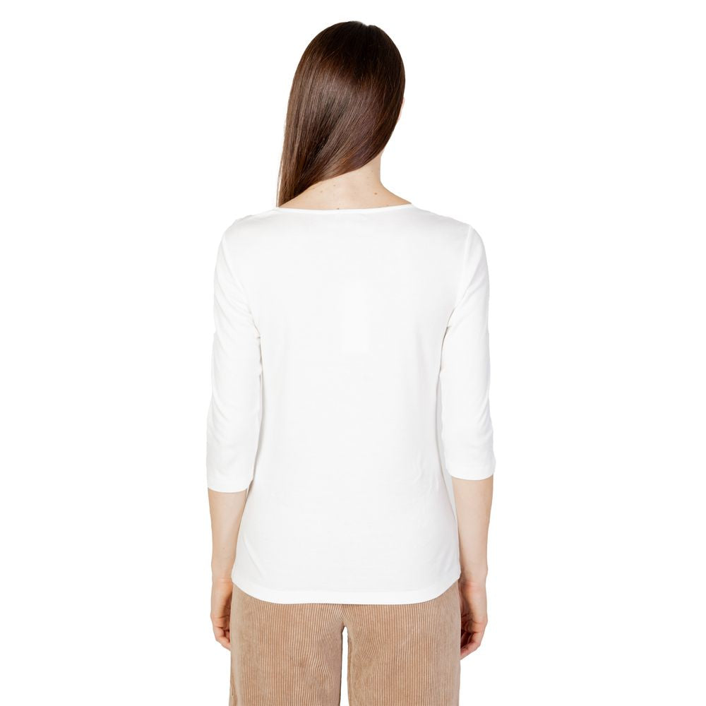 Maglietta a maniche lunghe in cotone color crema Street One
