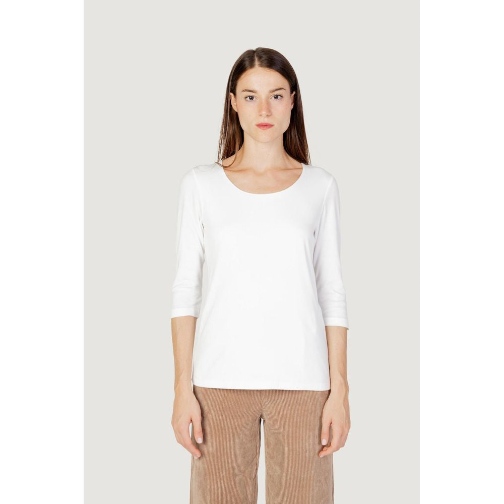 Maglietta a maniche lunghe in cotone color crema Street One