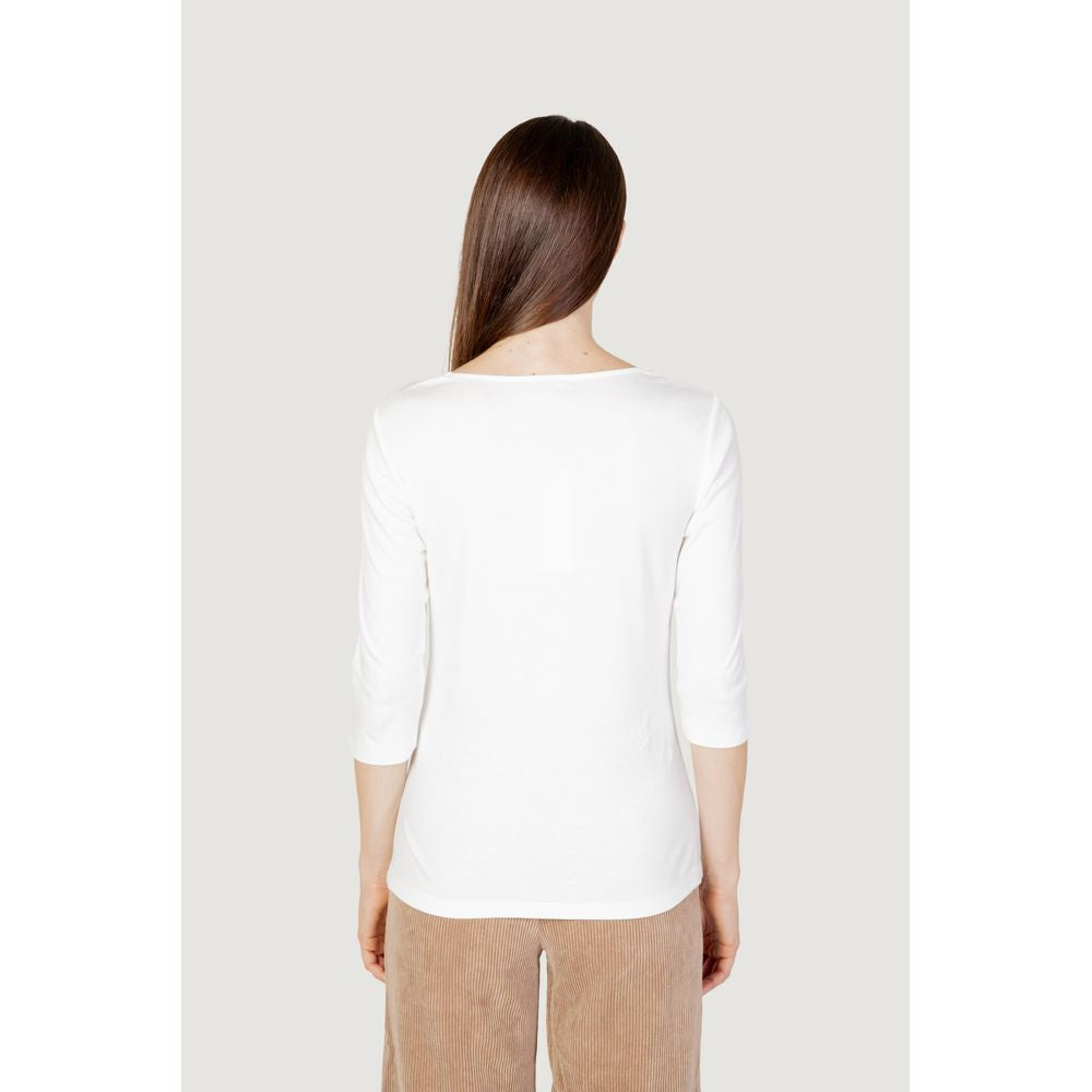 Maglietta a maniche lunghe in cotone color crema Street One