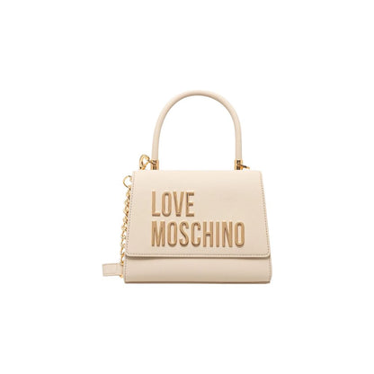 Borsa a mano in polietilene beige Love Moschino