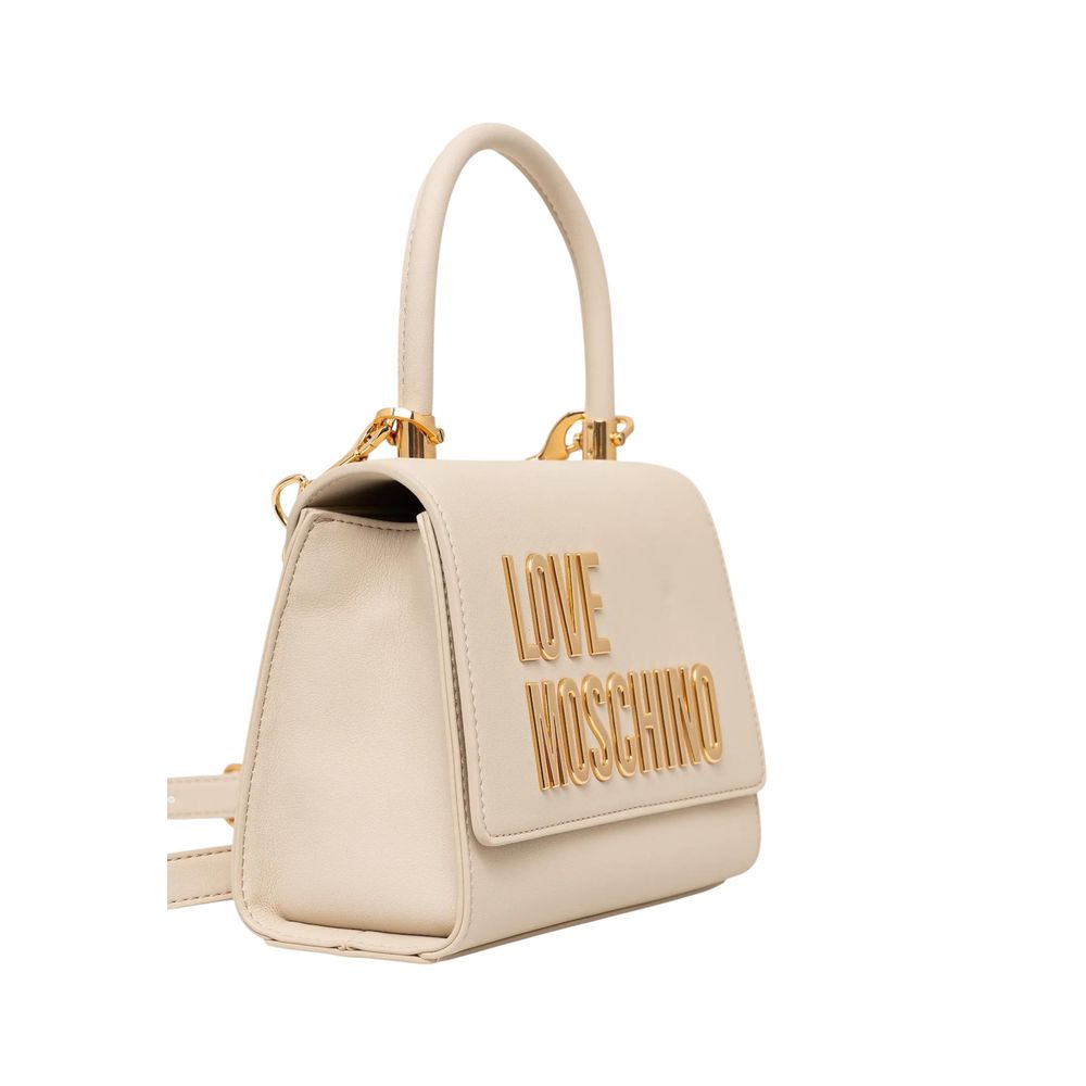 Borsa a mano in polietilene beige Love Moschino