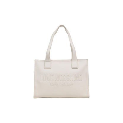 Borsa a mano in polietilene beige Love Moschino