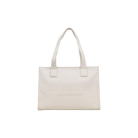 Borsa a mano in polietilene beige Love Moschino