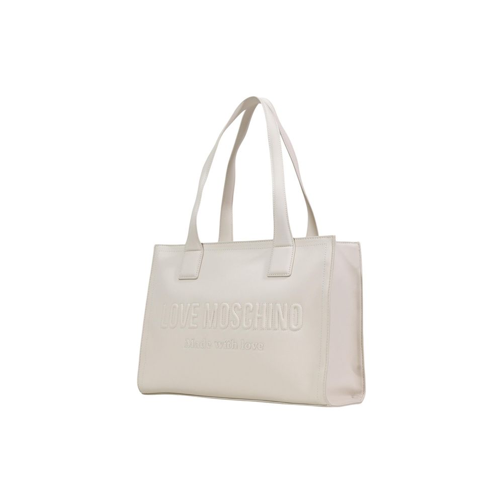 Borsa a mano in polietilene beige Love Moschino