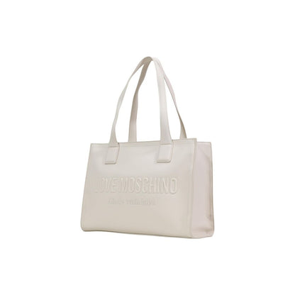 Borsa a mano in polietilene beige Love Moschino