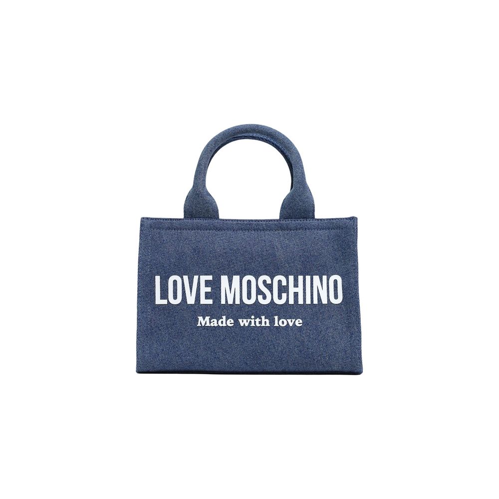 Borsa a mano in cotone blu Love Moschino