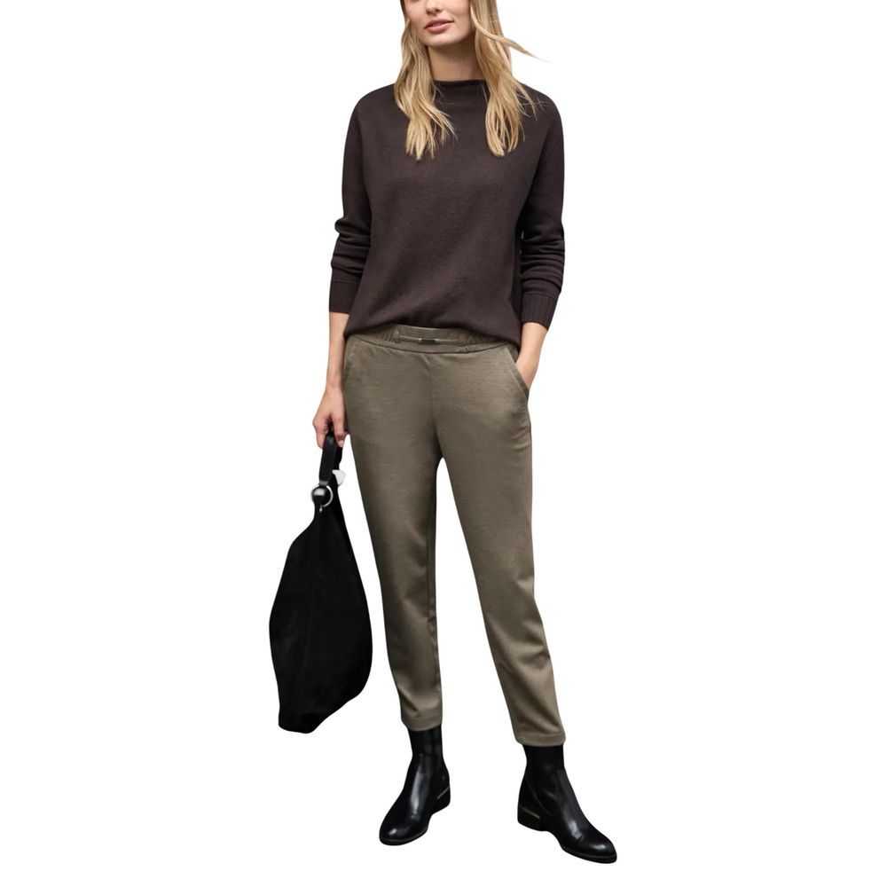 Pantaloni casual in poliestere marrone Street One