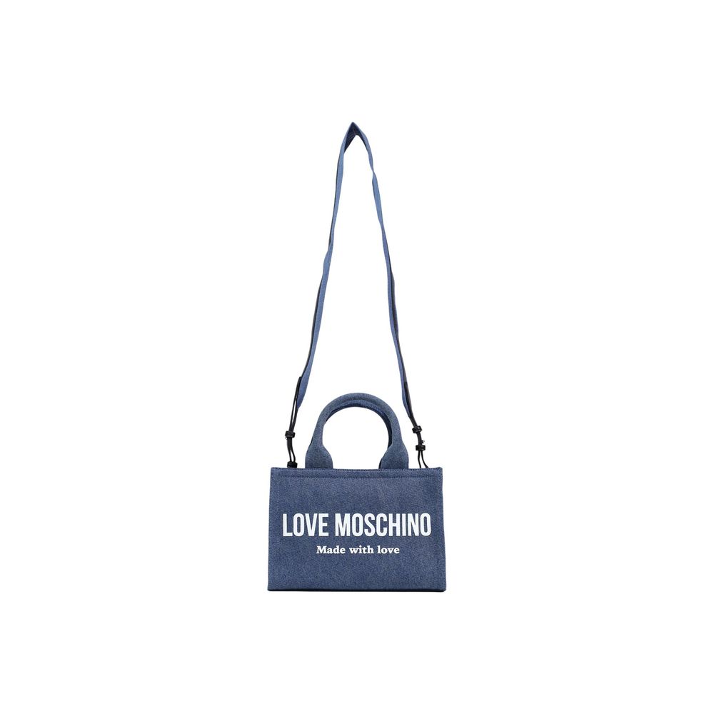 Borsa a mano in cotone blu Love Moschino