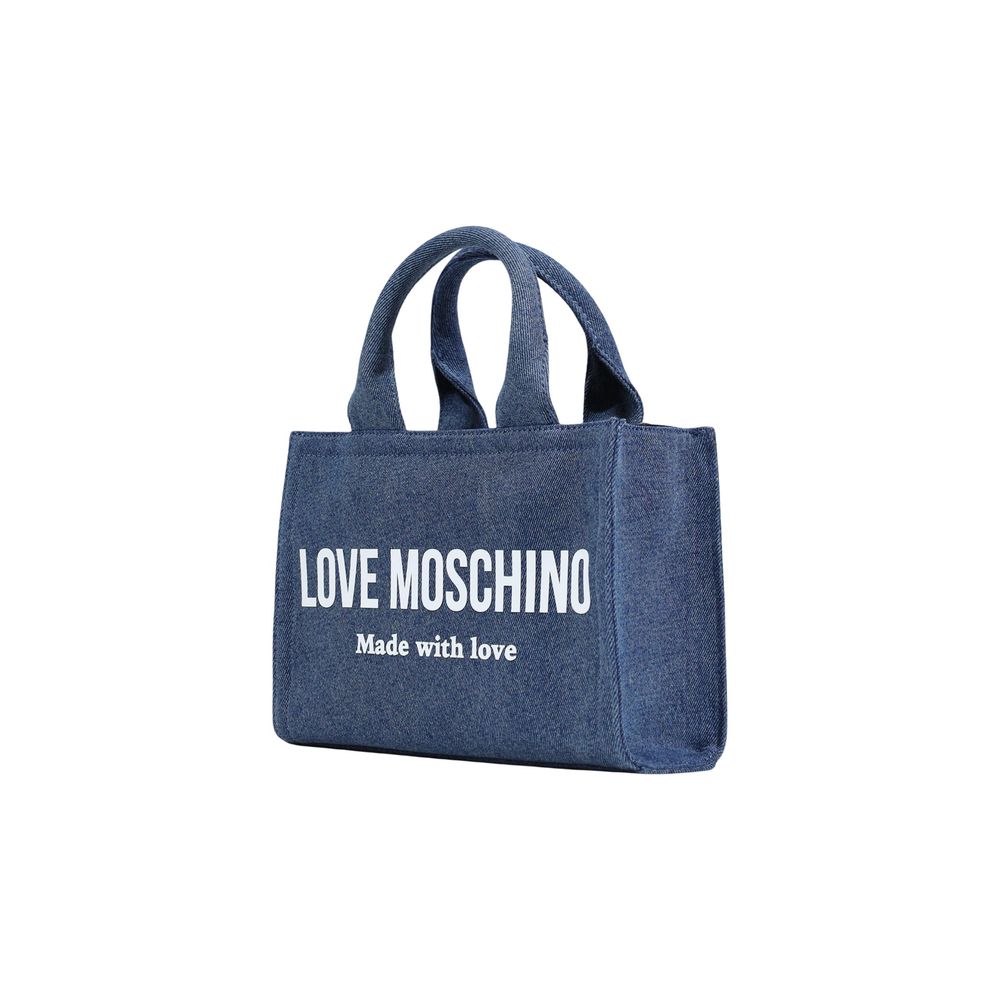 Borsa a mano in cotone blu Love Moschino