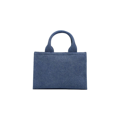 Borsa a mano in cotone blu Love Moschino