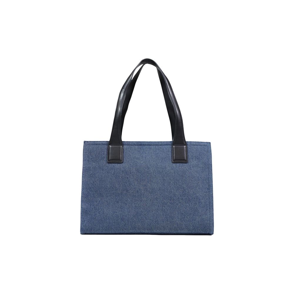 Borsa a mano in cotone blu Love Moschino
