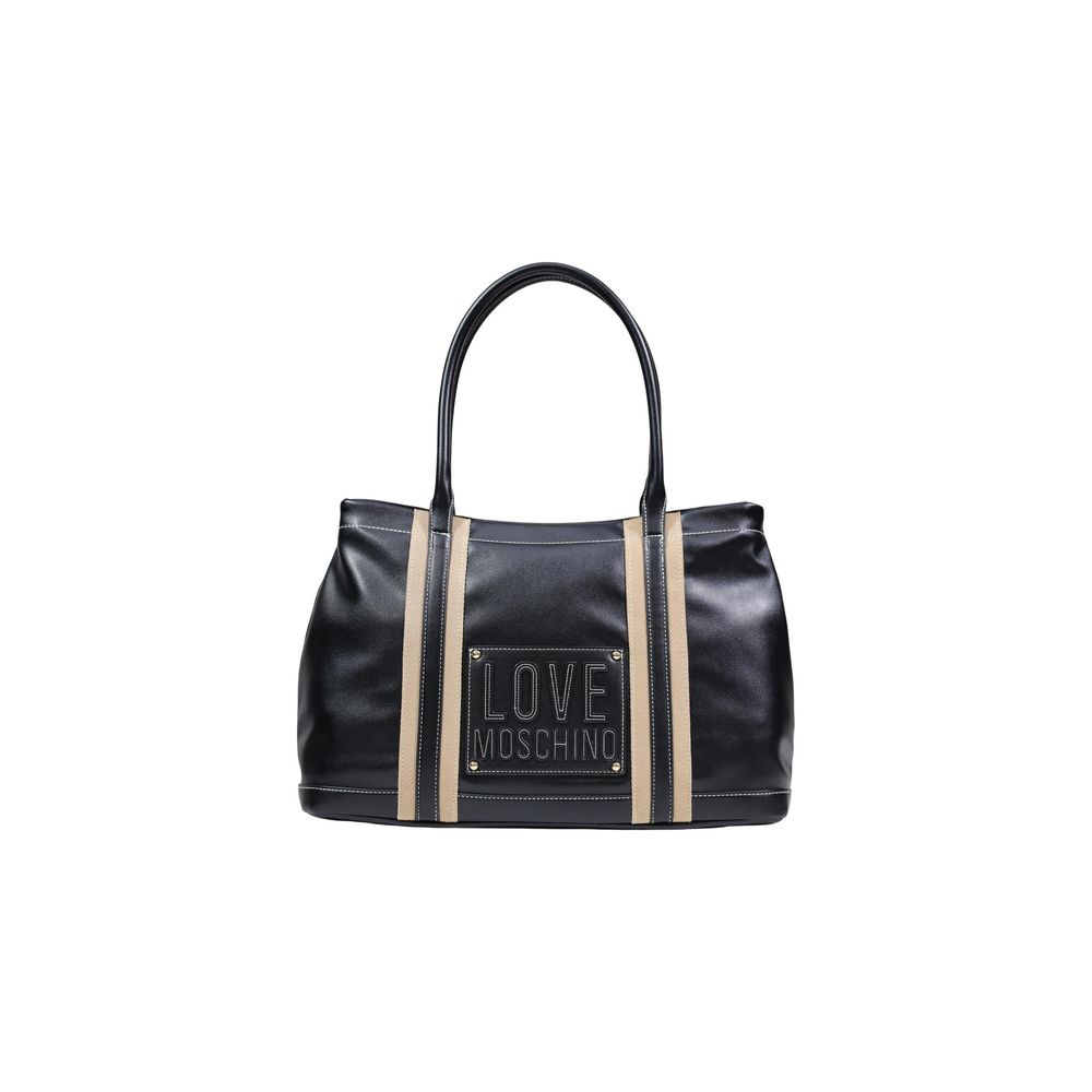 Borsa a mano nera in polietilene Love Moschino