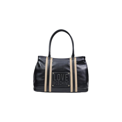 Borsa a mano nera in polietilene Love Moschino