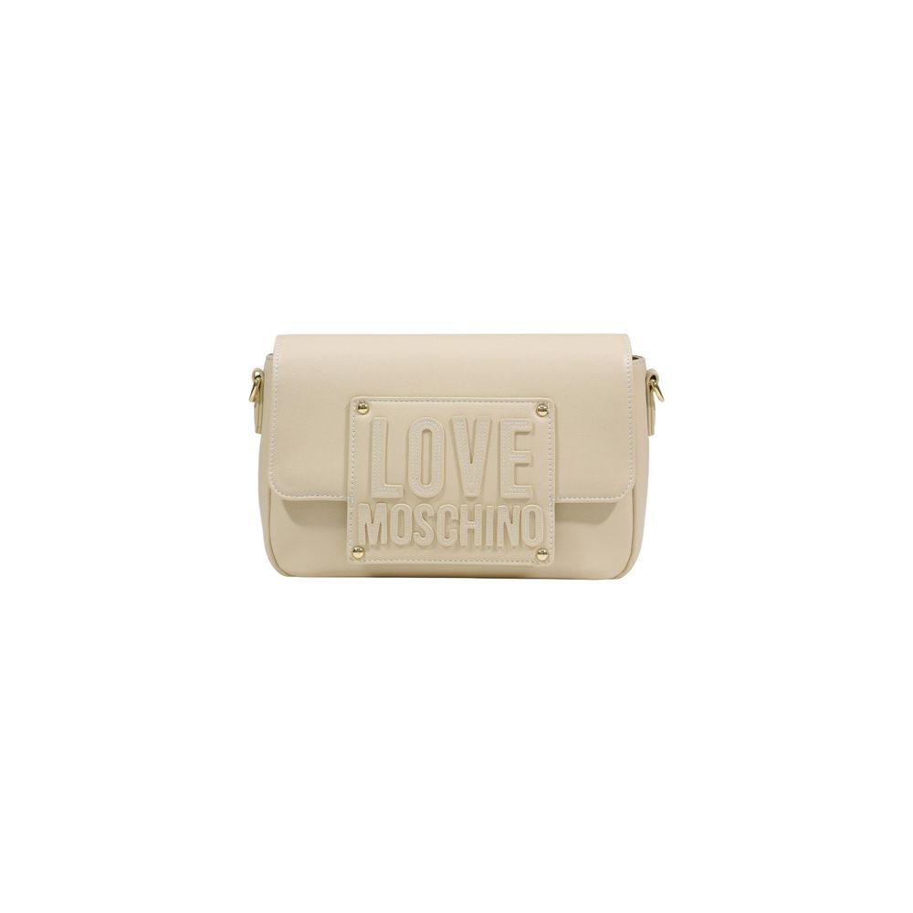 Borsa a mano in polietilene color crema Love Moschino