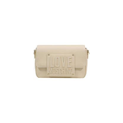 Borsa a mano in polietilene color crema Love Moschino