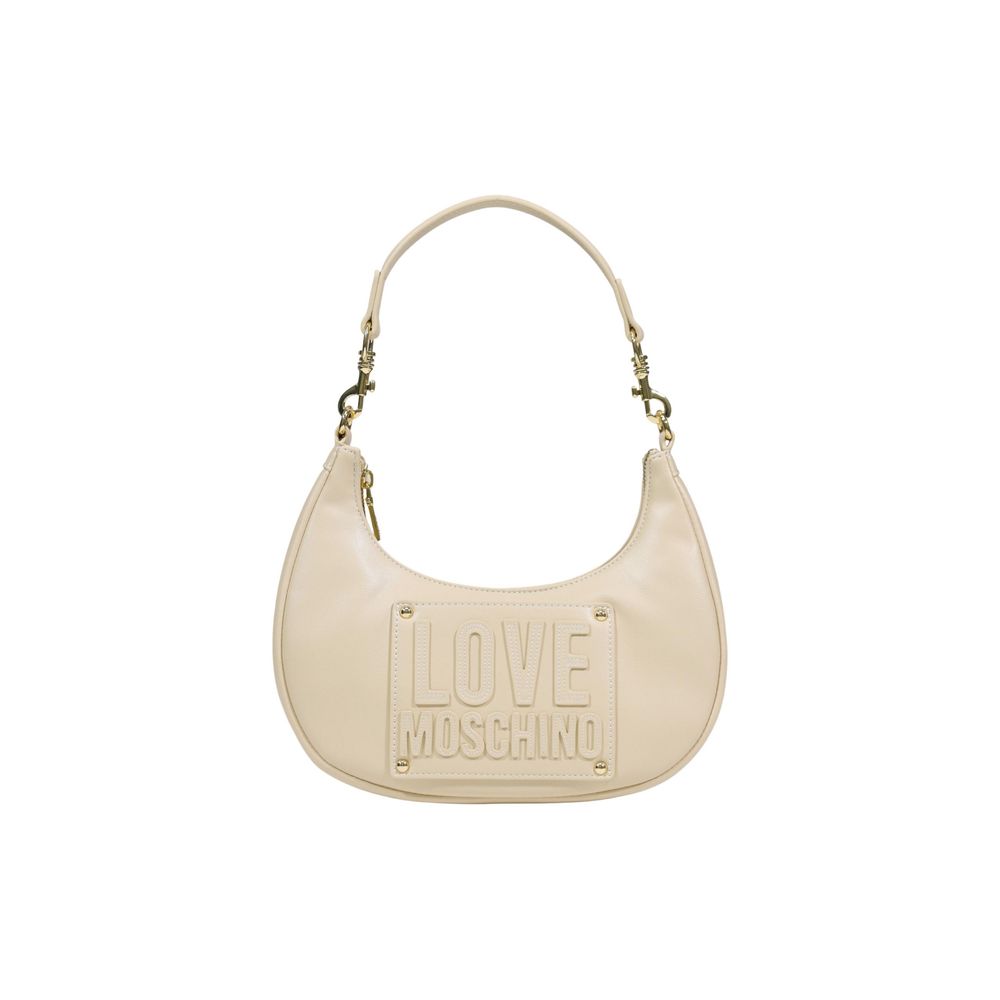 Borsa a mano in polietilene color crema Love Moschino