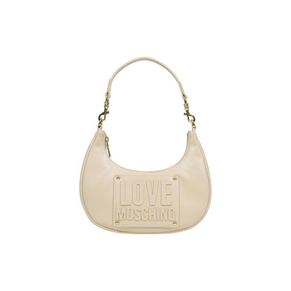 Borsa a mano in polietilene color crema Love Moschino