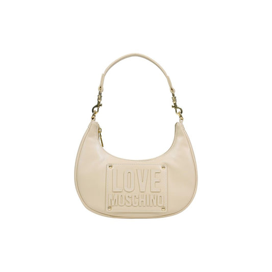 Borsa a mano in polietilene color crema Love Moschino