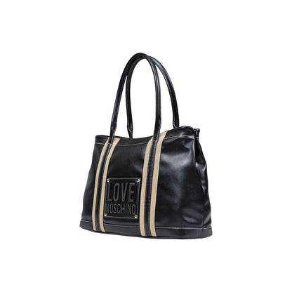 Borsa a mano nera in polietilene Love Moschino