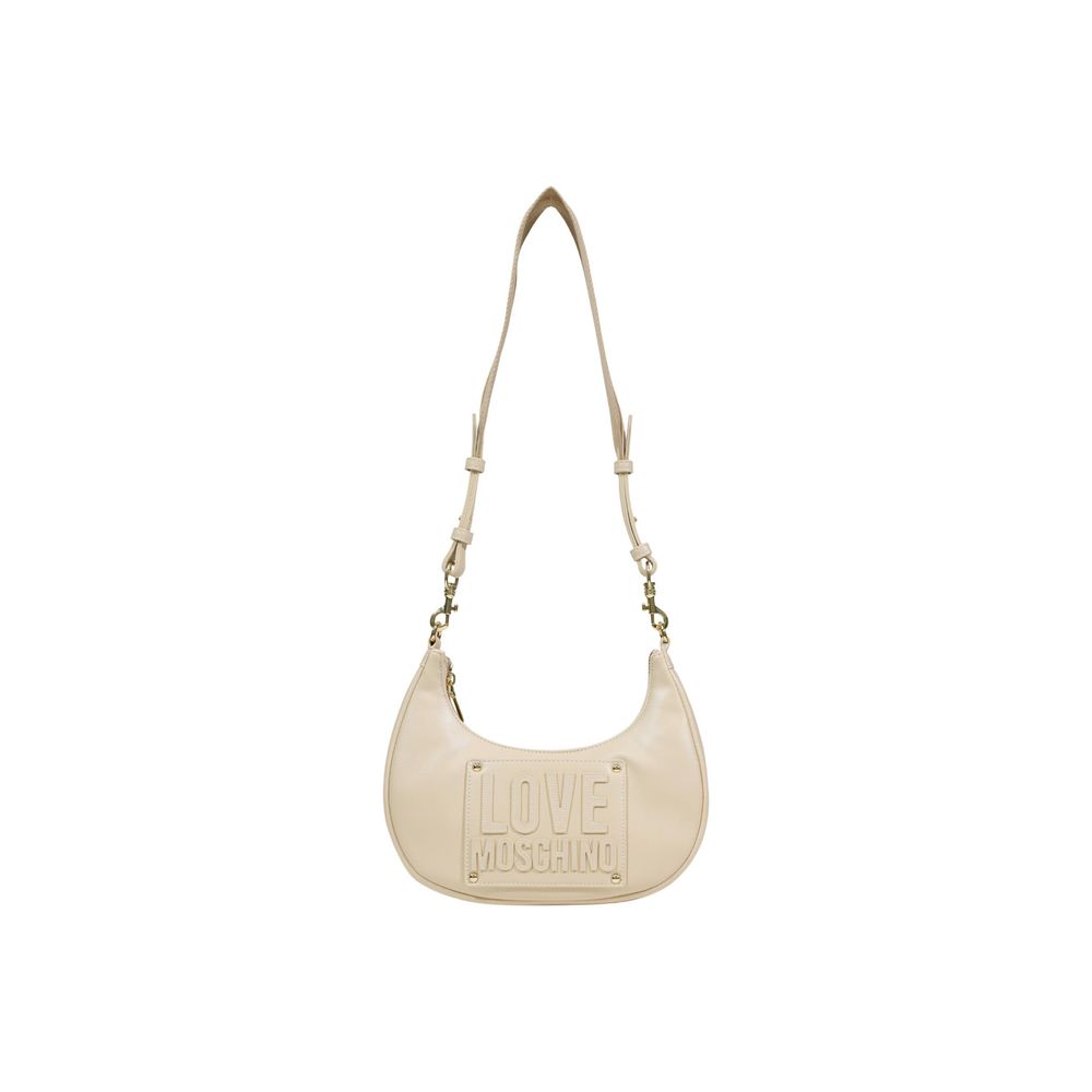 Borsa a mano in polietilene color crema Love Moschino