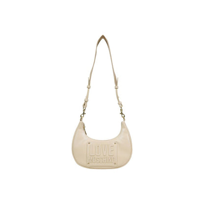 Borsa a mano in polietilene color crema Love Moschino