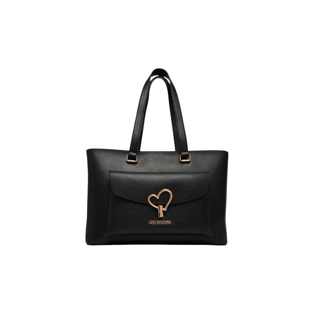 Borsa a mano nera in polietilene Love Moschino