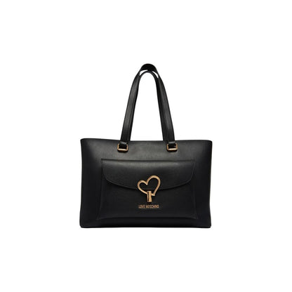 Borsa a mano nera in polietilene Love Moschino