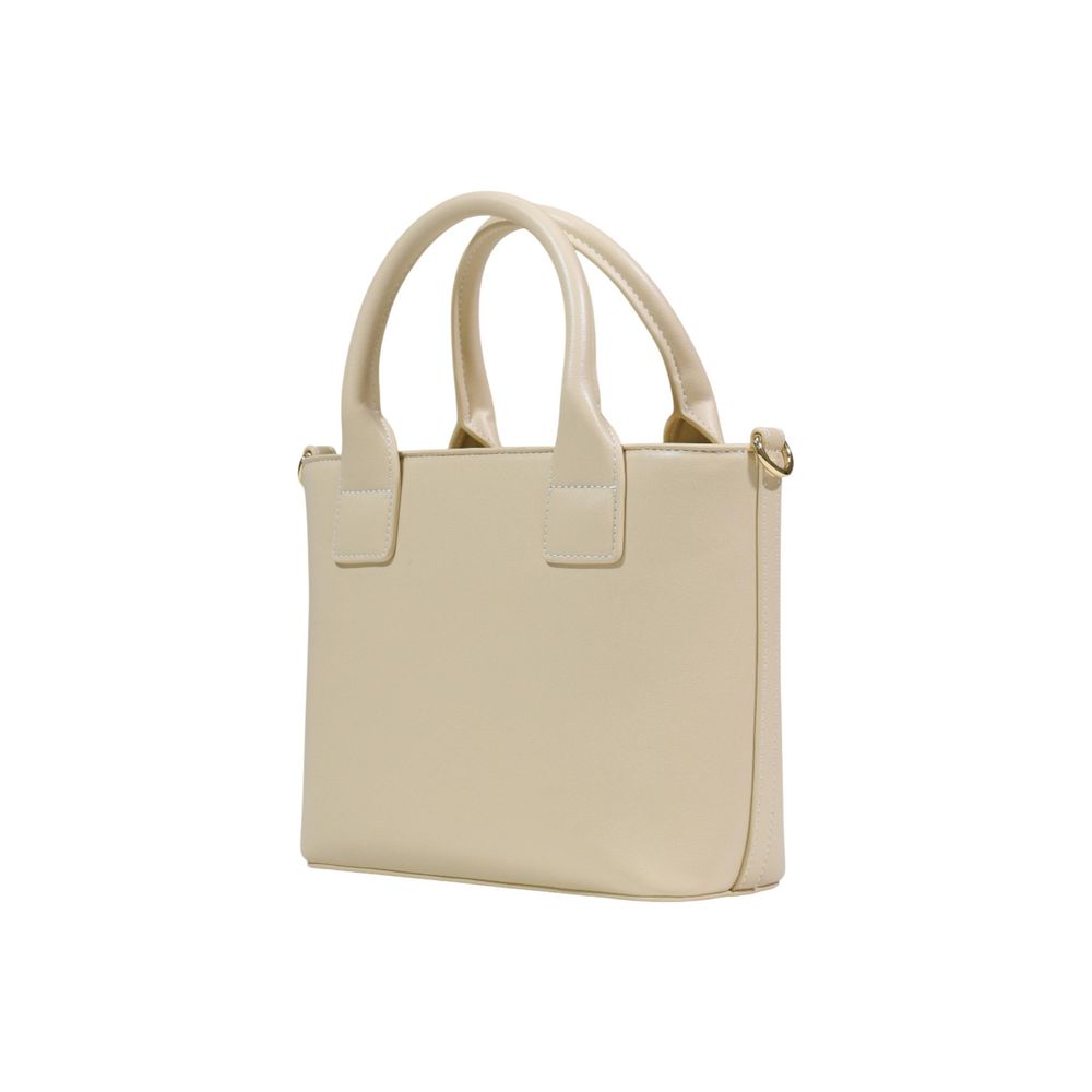 Borsa a mano in polietilene color crema Love Moschino