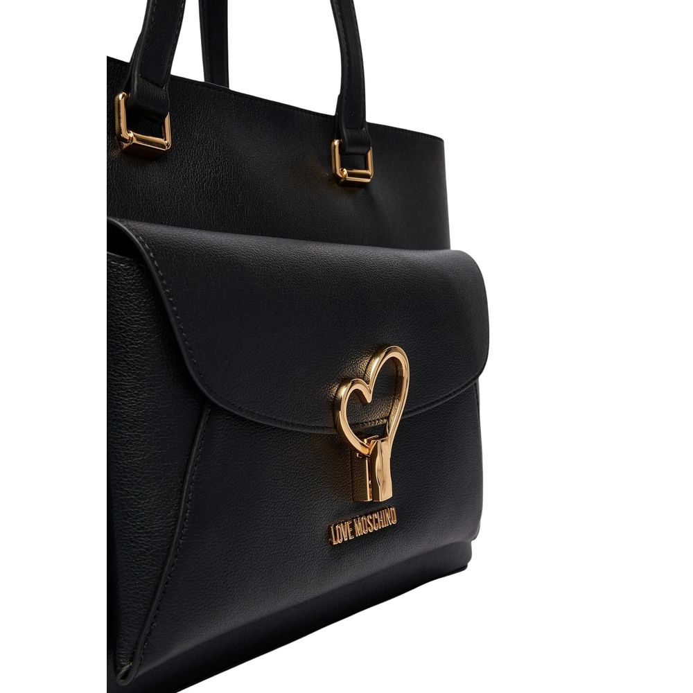 Borsa a mano nera in polietilene Love Moschino