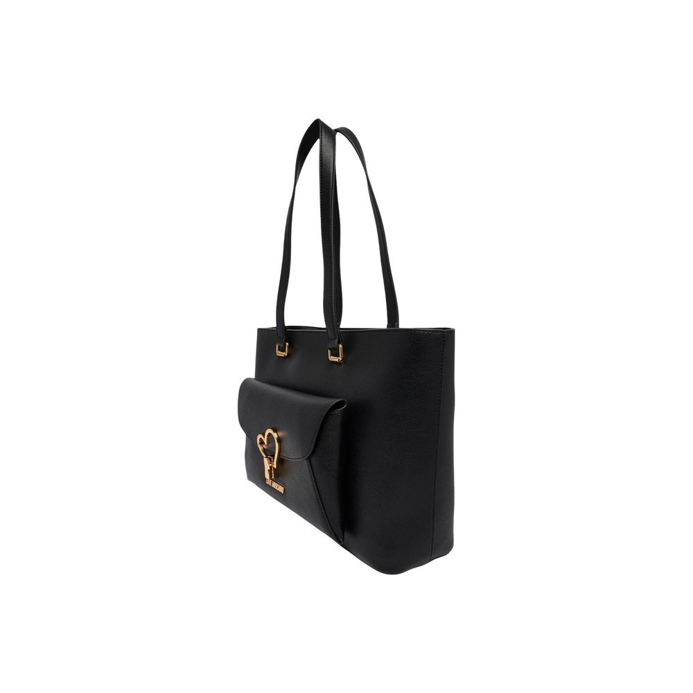 Borsa a mano nera in polietilene Love Moschino