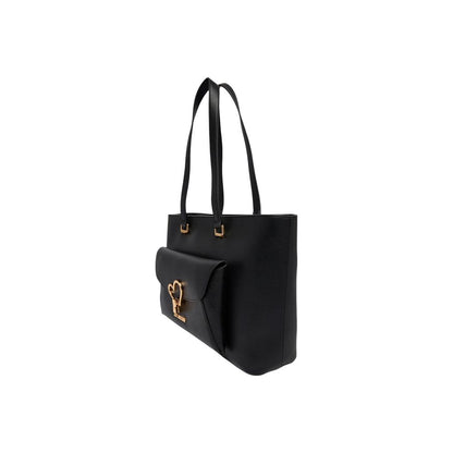 Borsa a mano nera in polietilene Love Moschino
