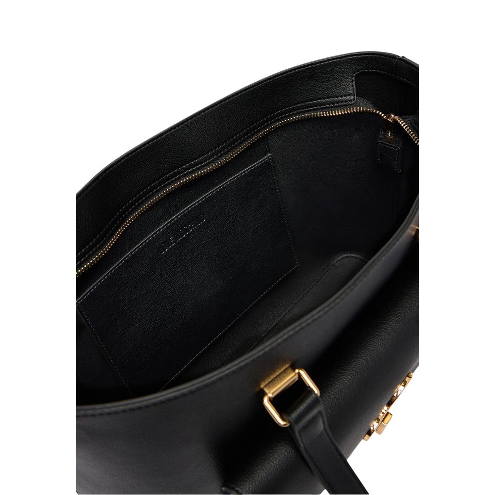 Borsa a mano nera in polietilene Love Moschino
