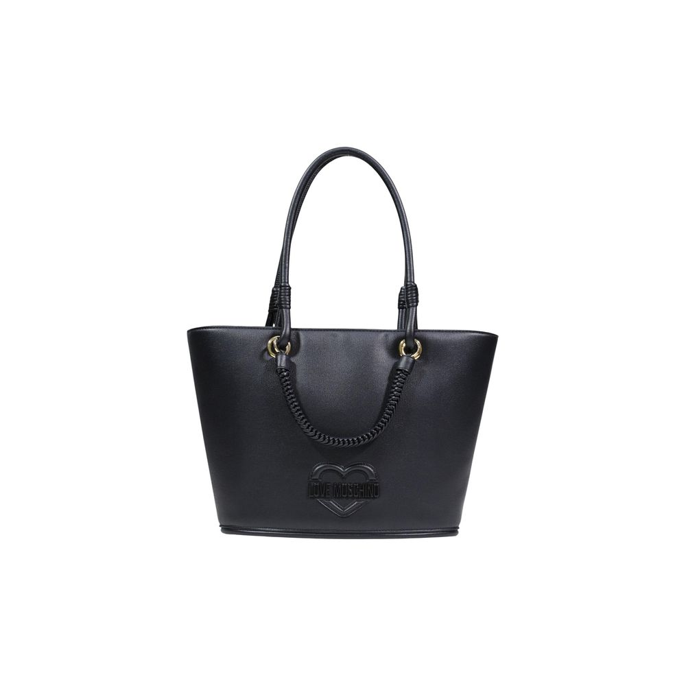 Borsa a mano nera in polietilene Love Moschino