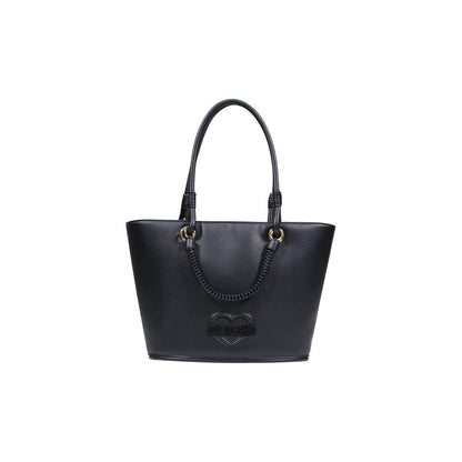 Borsa a mano nera in polietilene Love Moschino