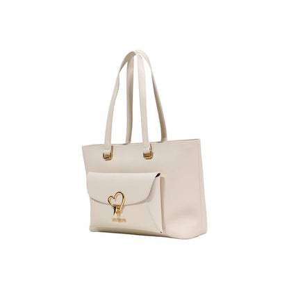 Borsa a mano in polietilene beige Love Moschino