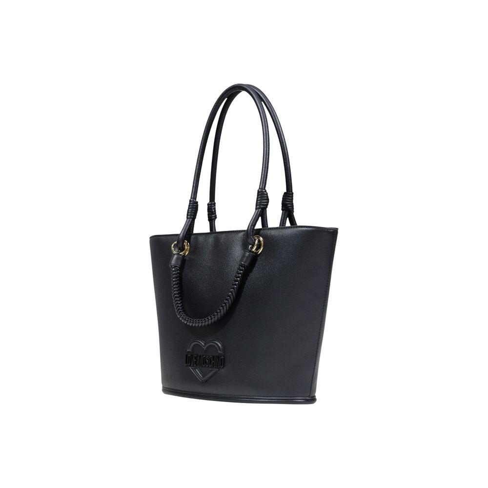 Borsa a mano nera in polietilene Love Moschino
