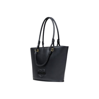 Borsa a mano nera in polietilene Love Moschino
