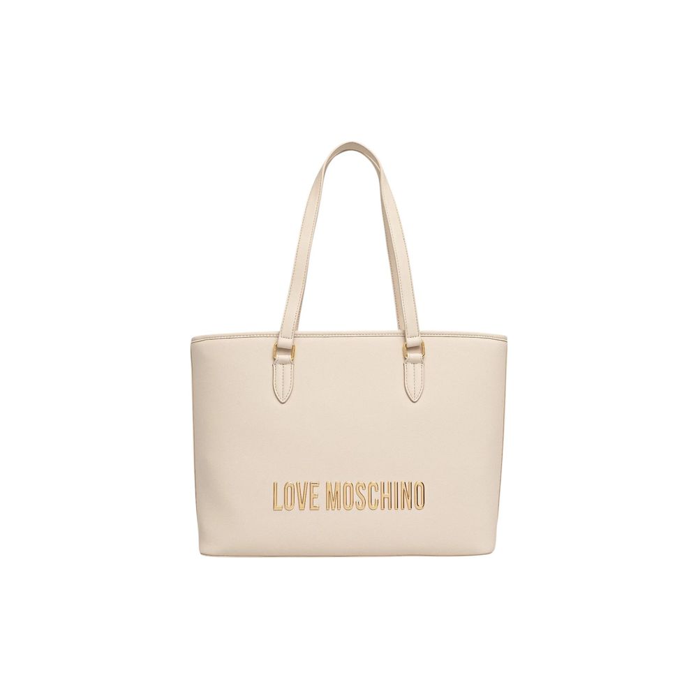 Borsa a mano in polietilene beige Love Moschino