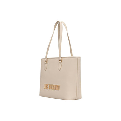 Borsa a mano in polietilene beige Love Moschino