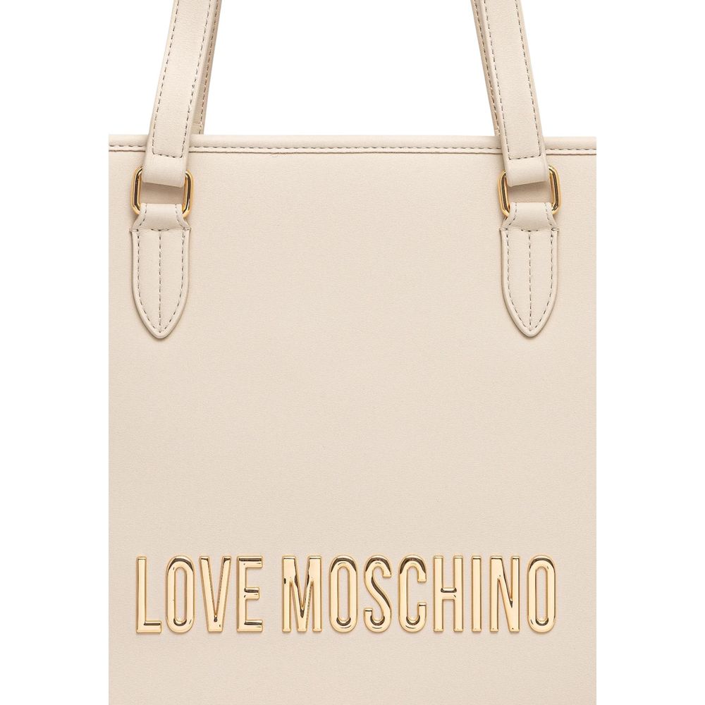Borsa a mano in polietilene beige Love Moschino