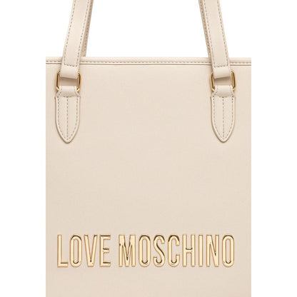 Borsa a mano in polietilene beige Love Moschino