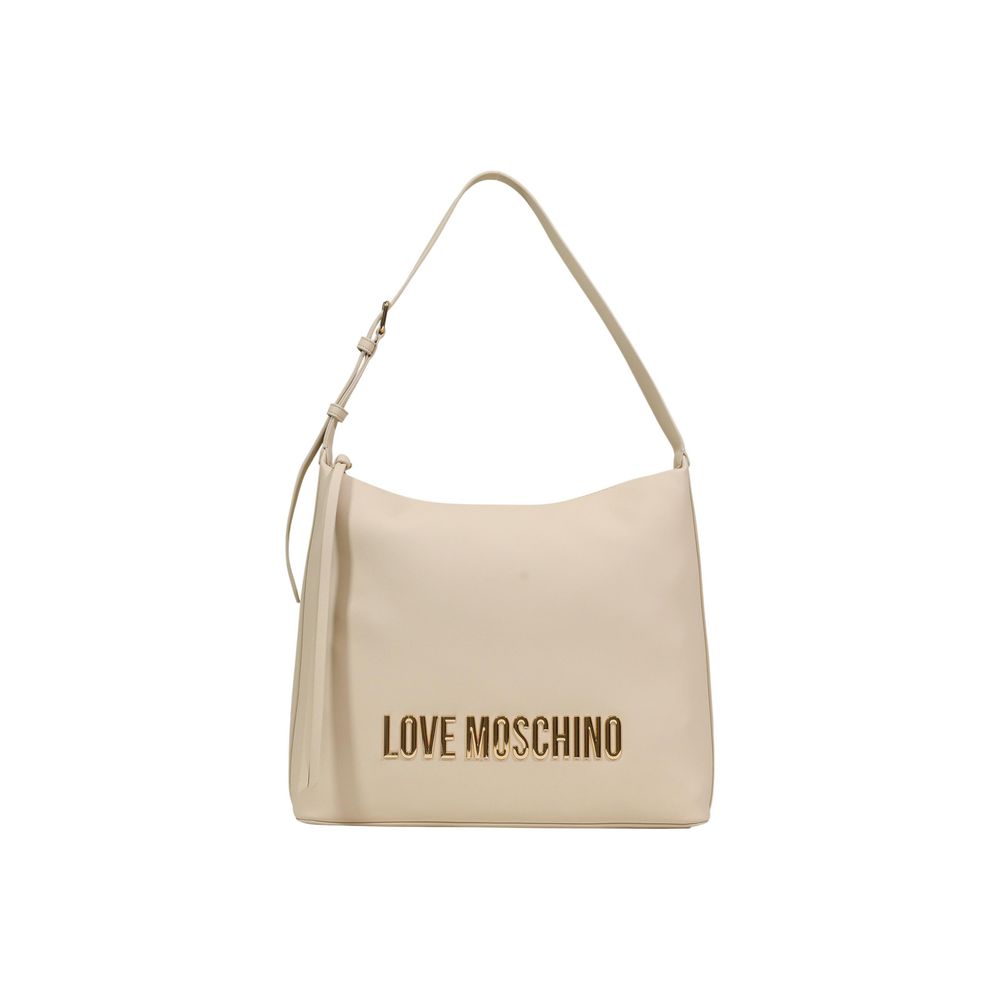 Borsa a mano in polietilene beige Love Moschino
