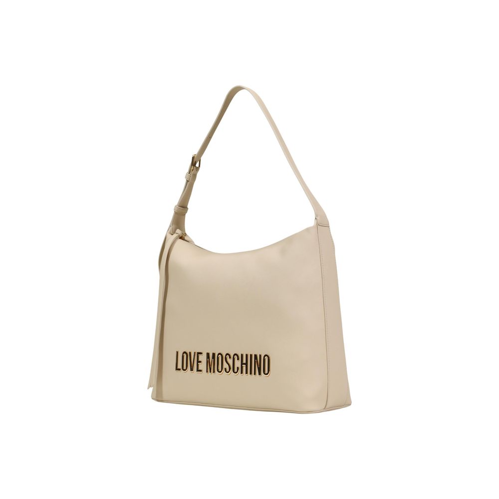 Borsa a mano in polietilene beige Love Moschino