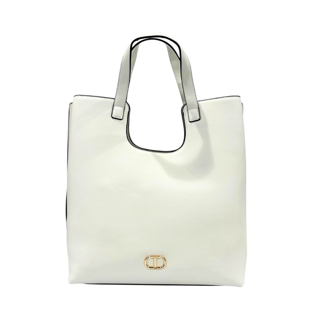 Borsa a mano da donna Twinset in PU bianco