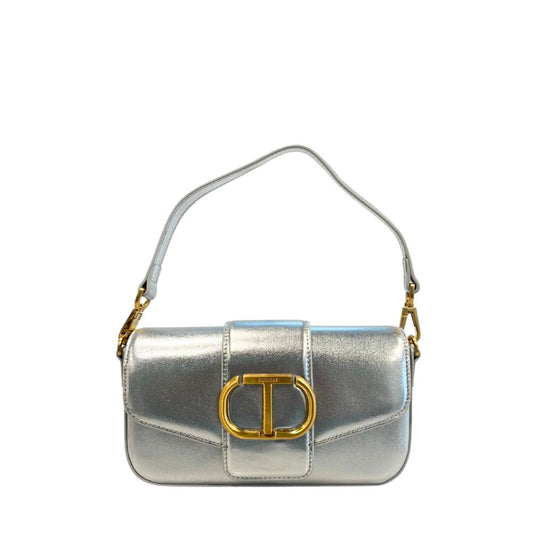 Borsa a tracolla da donna in PU argento Twinset
