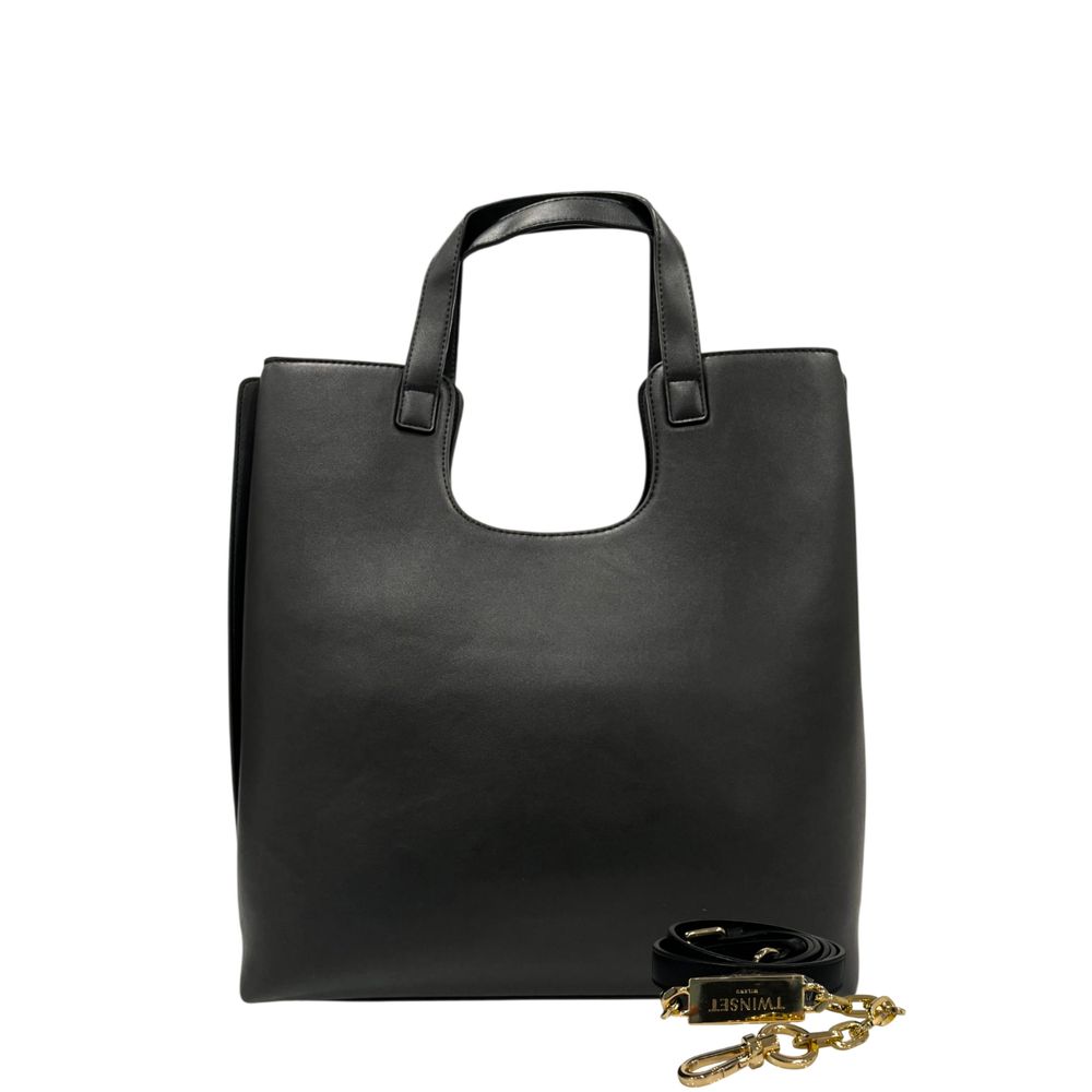 Borsa a tracolla da donna Twinset in PU nero