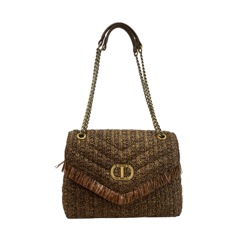 Borsa a tracolla da donna in polipropilene marrone Twinset