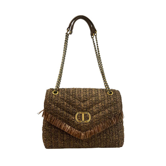 Borsa a tracolla da donna in polipropilene marrone Twinset