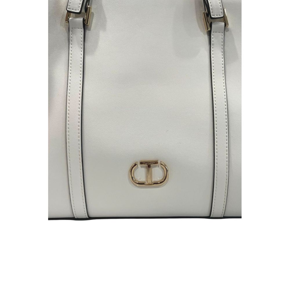Borsa a tracolla da donna Twinset in PU bianco